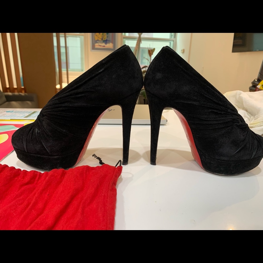 Black Suede Louboutin Heels